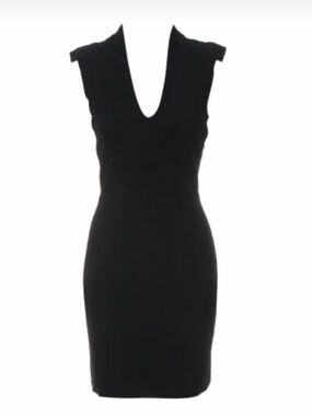 Helmut Lang, size 6, Classic Black V-Neck Sheath Dress